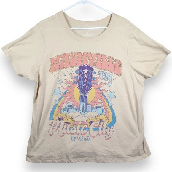 Zoe + Liv T Shirt Women's Size XXL Nashville TN Music City U.S.A Short Sleeve - Picture 1 of 6